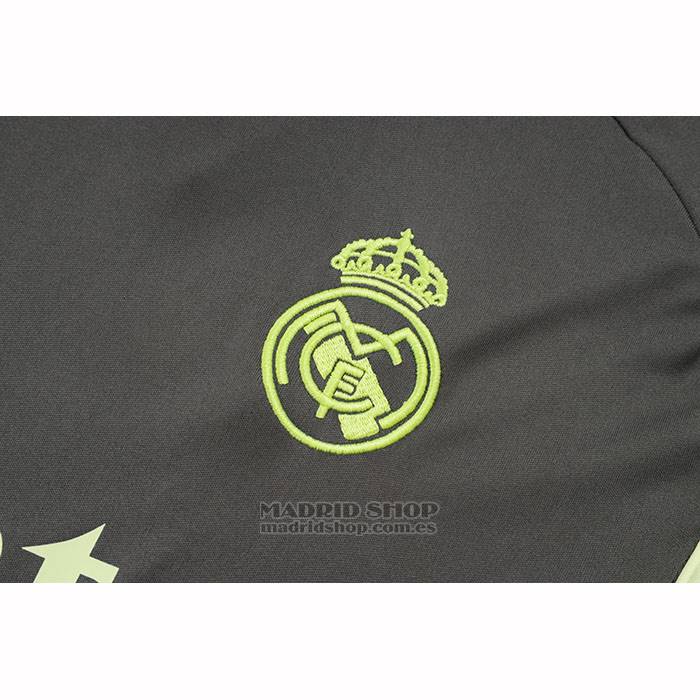 Chandal del Real Madrid Manga Corta 2025-2026 Gris Verde - Pantalon Corto